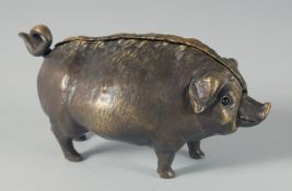 A BRONZE PIG DESK BELL.