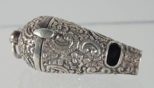 A SILVER WHISTLE VINAIGRETTE, 5.5 cm long.