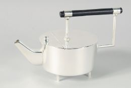 A CHRISTOPHER DRESSER DESIGN SILVER PLATED TEAPOT.