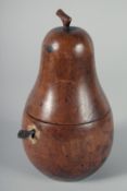 A GOOD PEAR WOOD TEA CADDY, 19 cm.