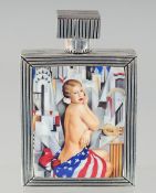 A DECO SCENT BOTTLE, with a glamour model, 7 cm.