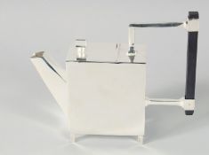 A CHRISTOPHER DRESSER DESIGN SILVER PLATED TEAPOT.