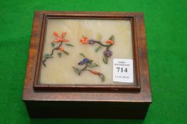 A Chinese box with hardstone inset lid.