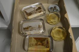 Six glass paperweights.
