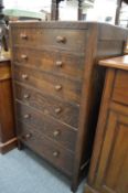 An oak six drawer bedroom chest.