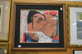 Abstract female figure, mixed media.