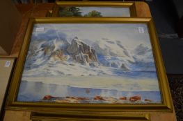 Pignon, mountainous river landscape, watercolour, signed and dated 1919, together with three other