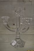 A Villeroy and Boch cut glass four light candelabra.