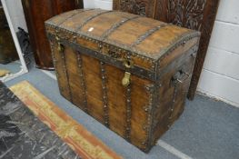 A good French dome top travelling trunk with fitted interior.