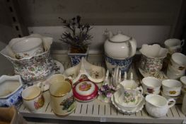 A shelf of decorative china.