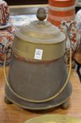 A copper and brass Dutch doofpot (ash bucket).