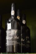 Three bottles of Croft 1977 vintage port.