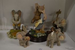 Tuskers by Lewis and Egbert, elephant figures and other items.