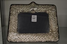 A silver photograph frame.