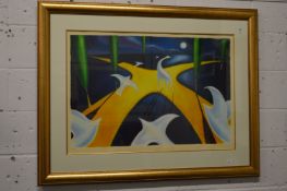 Which way now, a large colourful abstract print.