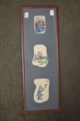 Three small Chinese pith paintings, framed as one.