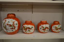 Four Chinese ginger jars and covers.