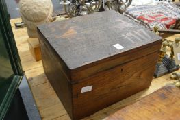 Cock fighting interest, a carved wood box containing items relating to cock fighting, the box
