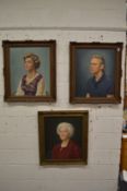 Peter White, a set of three bust length portraits, oil on canvas.