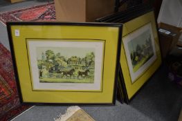 A set of six coaching prints.