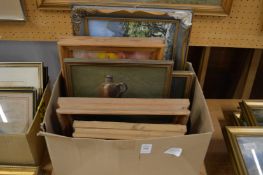 A small group of oil paintings, mostly still lifes.