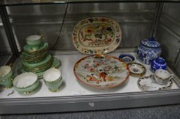 Decorative china to include a kutani plate (restored).