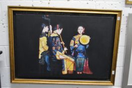 Chinese female musicians, oil on canvas.
