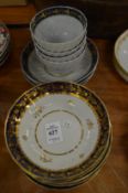 Six Worcester gilt decorated saucers and similar tea bowls and saucers.