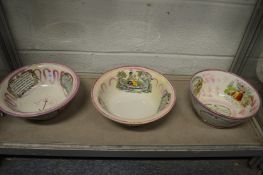 Three Sunderland lustre ware bowls.