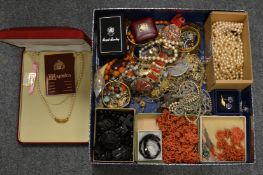 A large quantity of bijouterie etc to include jet jewellery, coral jewellery etc.