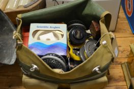 A bag of fishing equipment.