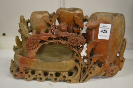 A carved Chinese soapstone vase.