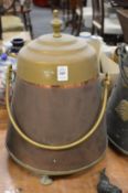 A copper and brass Dutch doofpot (ash bucket).