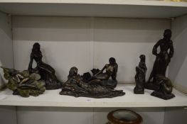 A group of John Letts bronze resin sculptures of female figures.