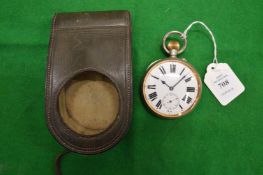 A leather cased Goliath pocket watch.