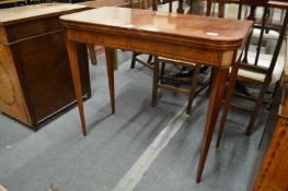 George III mahogany D shaped foldover card table.