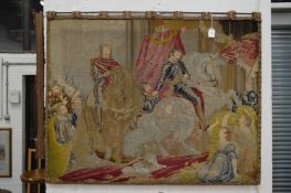 A medieval style tapestry wall hanging.