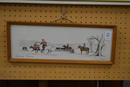 Jenny Sanders, Australian stockmen, ink and watercolour.