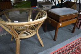 Bamboo table and music seat.