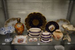 A good collection of decorative china to include Meissen tazza, Crown Derby vase etc (some with