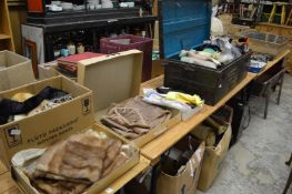 A large quantity of ladies' fur stoles, fur trimmings, textiles etc.