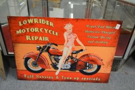 A novelty printed metal sign.