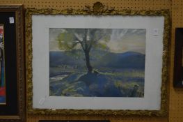D Ninian, landscape with trees, mixed media, signed and dated 54 in a decorative gilt frame.