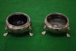 A pair silver salts (one lacking liner).