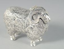 A SILVER-PLATED RAM VESTA. 5cm