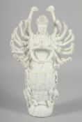 A BLANC DE CHINESE FIGURE of a multi-arm deity, 33cm high.