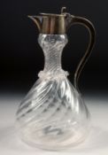 A SILVER MOUNTED MOULDED GLASS CLARET JUG, London, 1889. 9