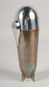 A PLATED ZEPPELIN SHAPE COCKTAIL SHAKER. 9.5