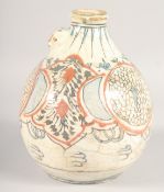 A 17TH CENTURY PERSIAN SAFAVID GLAZED POTTERY KENDY / HUQQA BASE, 21.5cm high.