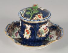 A FINE EARLY 19TH CENTURY OTTOMAN MARKET ENGLISH INKWELL AND STAND.